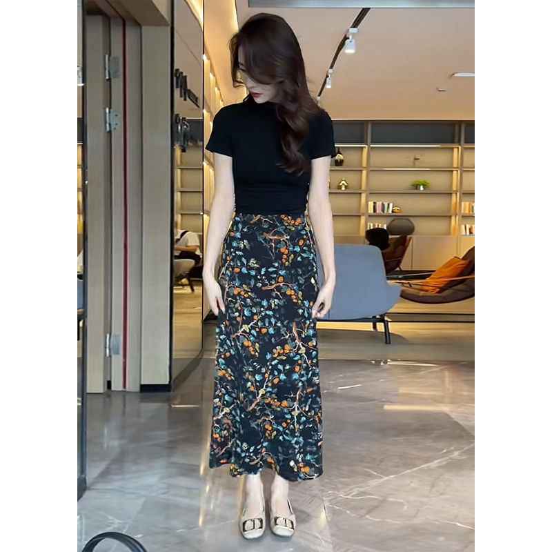 Women's High-Waisted Floral A-Line Maxi Skirt