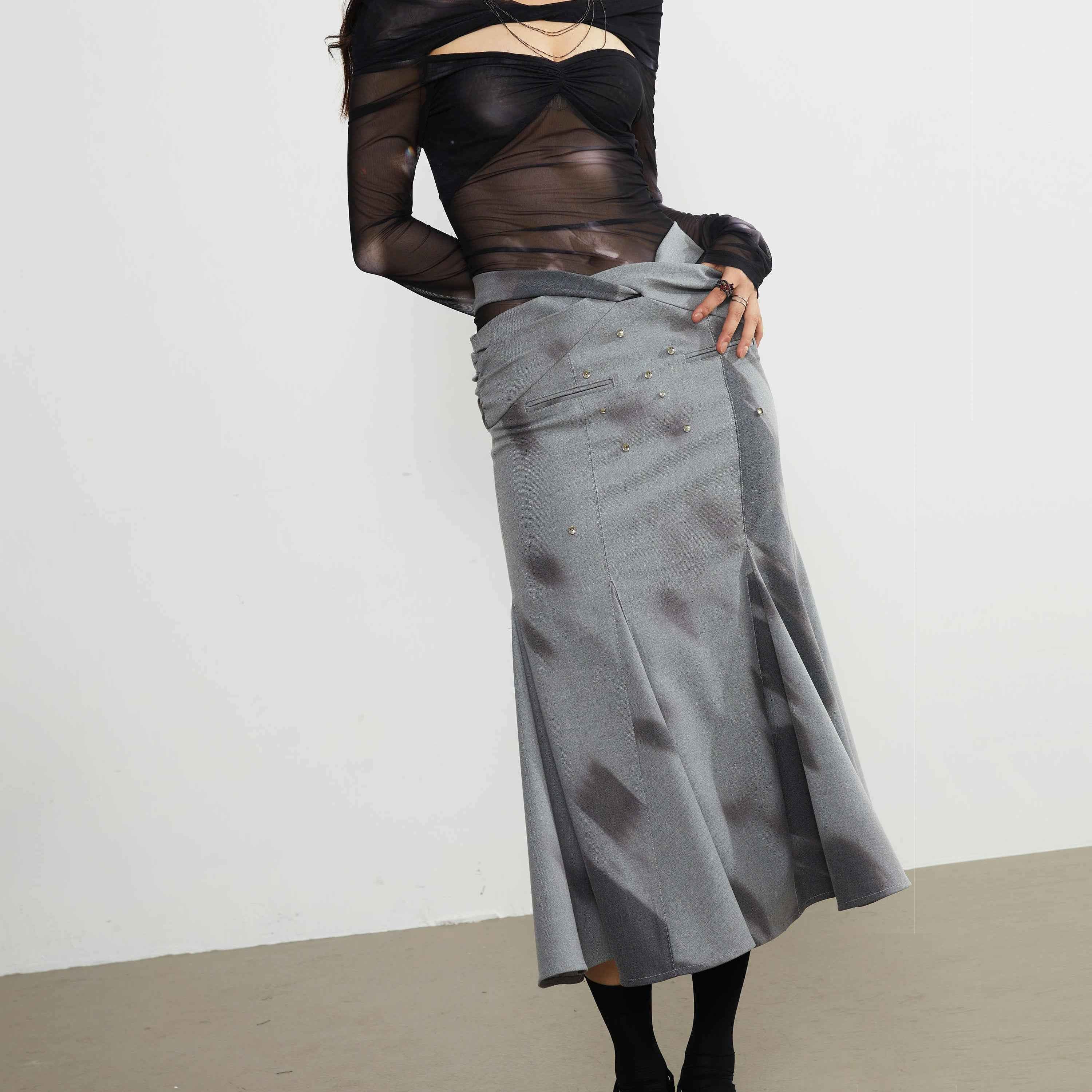 Women's Printed Punk Cut-Out Skirt