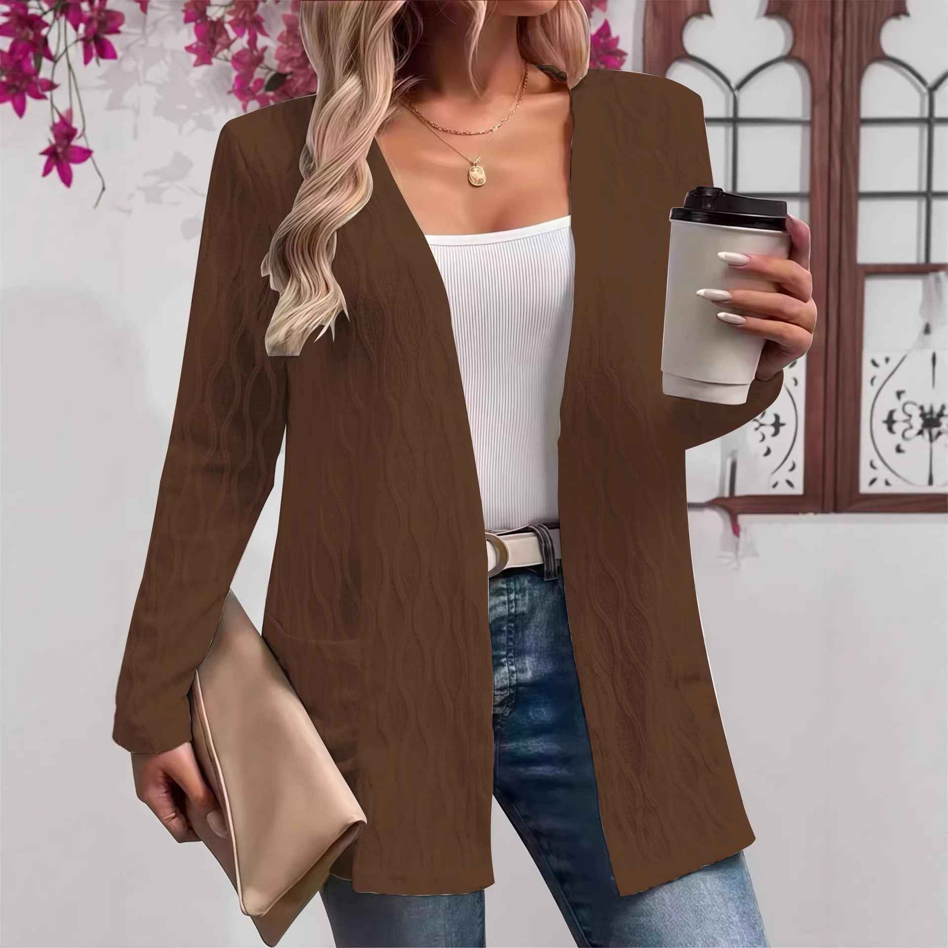 Hollow-out Plus-size Womens Long-sleeve Top