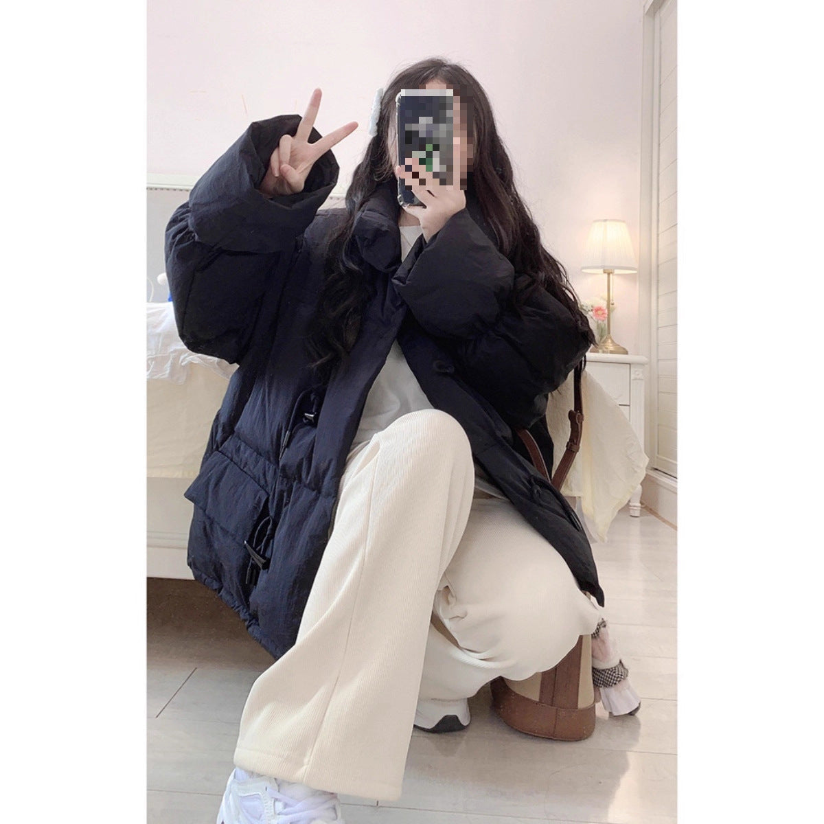 Cotton-Padded Coat with Princess Sleeves – 5 Pastel Colours