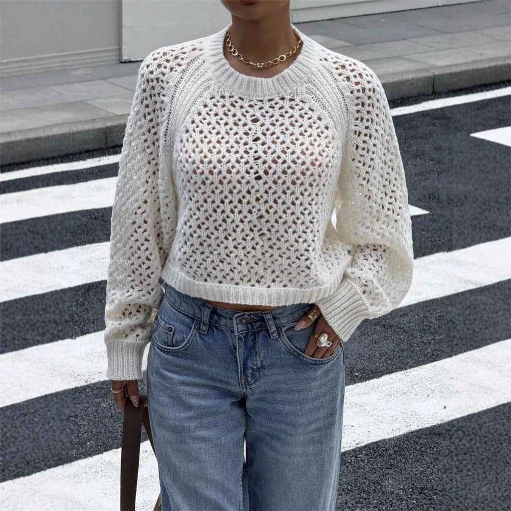 Backless Hollow-Out Knitted Pullover Sweater