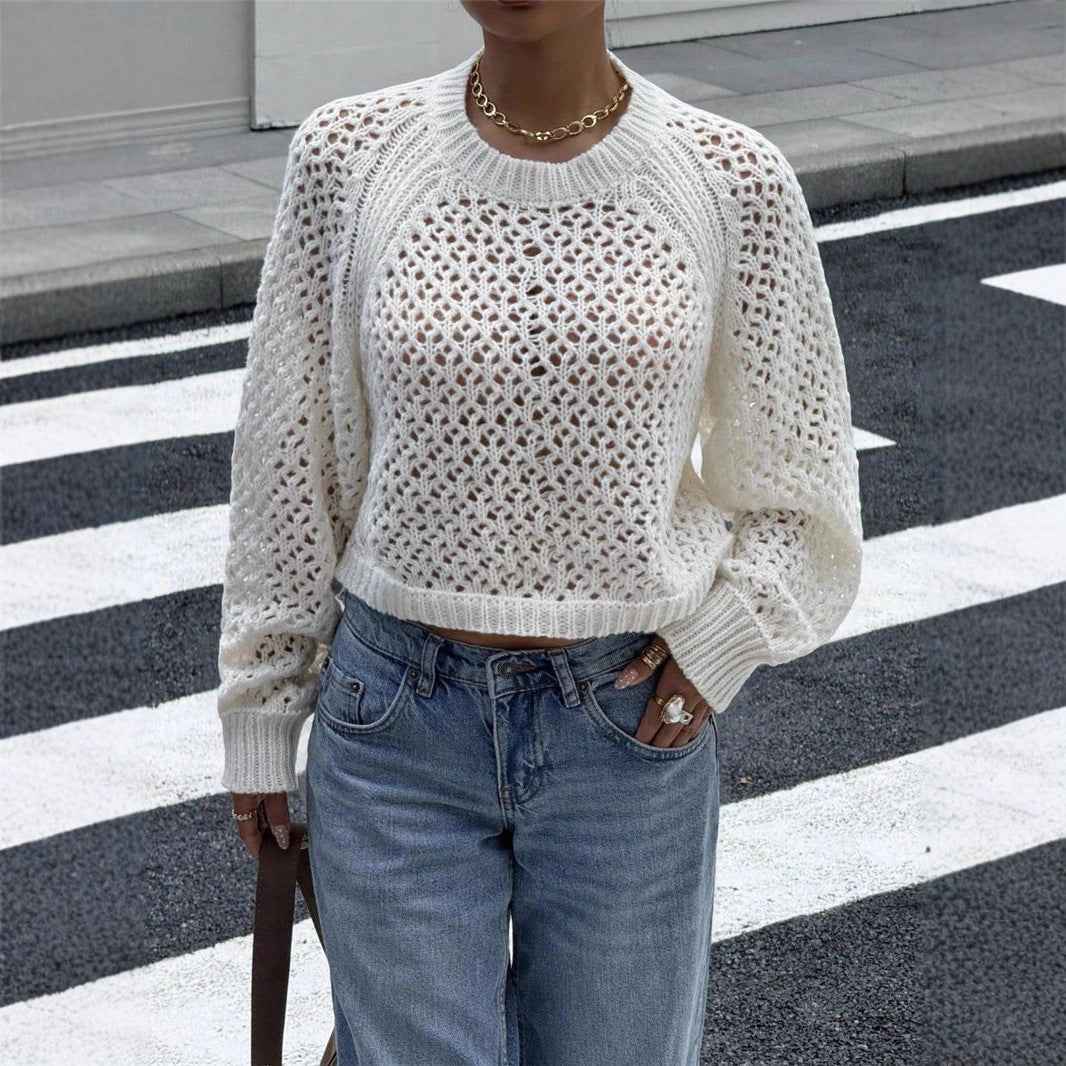 Backless Hollow-Out Knitted Pullover Sweater