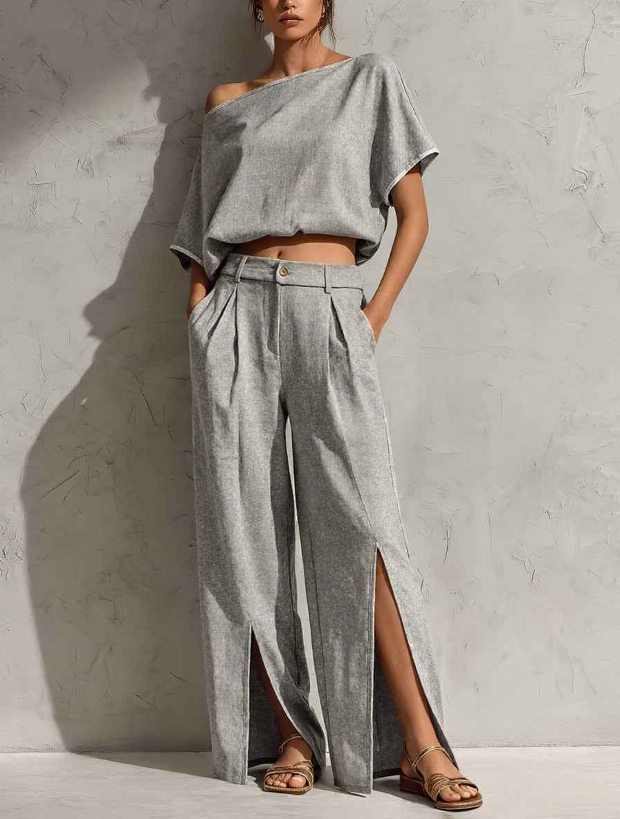 Womens Off-shoulder Top And Pants Set