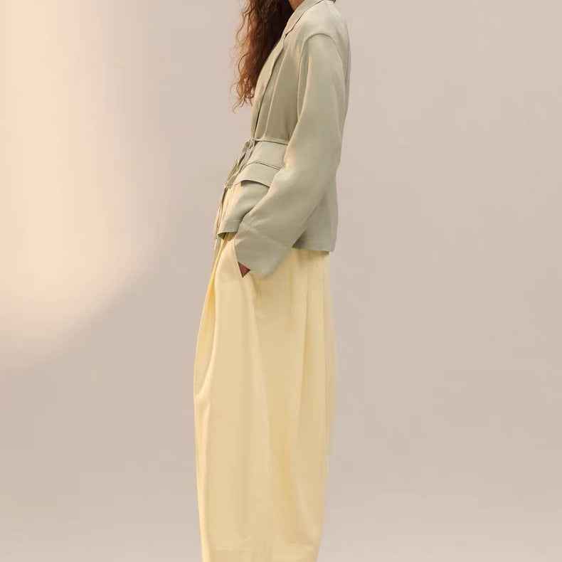Womens Versatile Lace-up Waist-cinching Casual Jacket