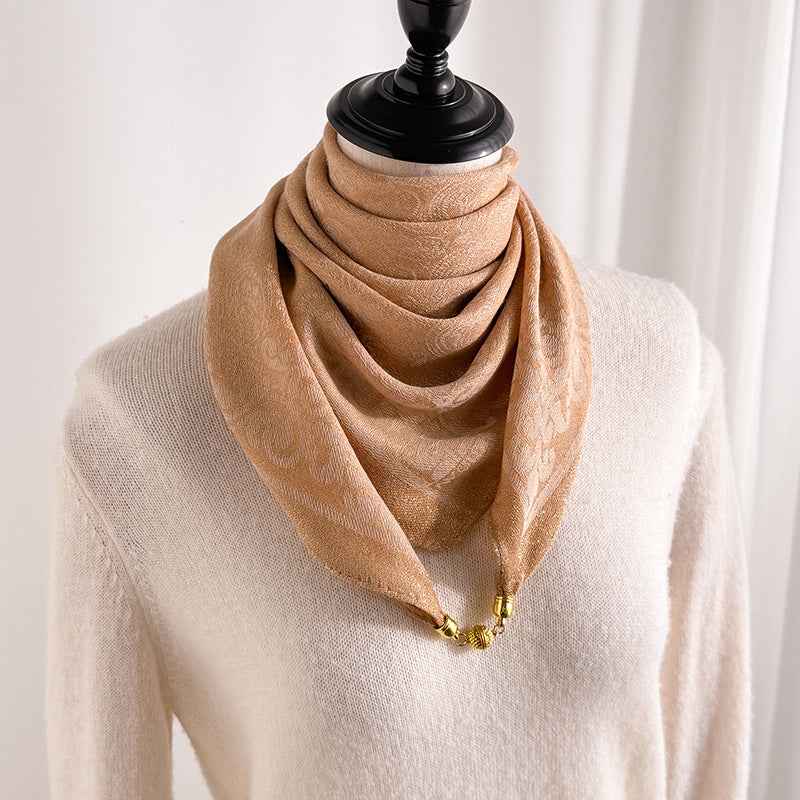 Women's Square Silk-Style Scarf with Magnetic Clasp – 6 Prints