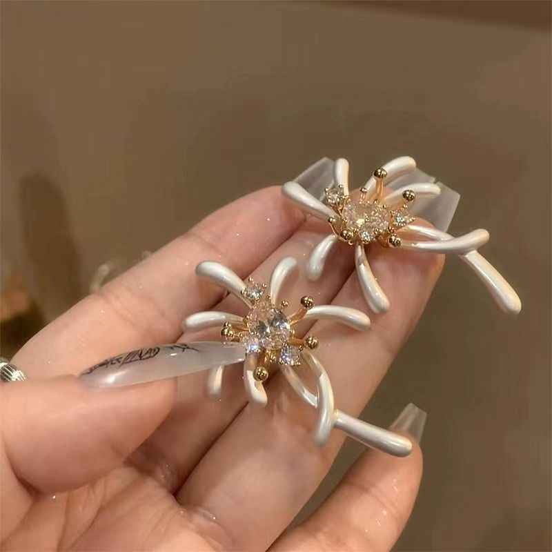 Dramatic Rhinestone Firework Studs, Unique Luxury Earrings, New For Daily Commute