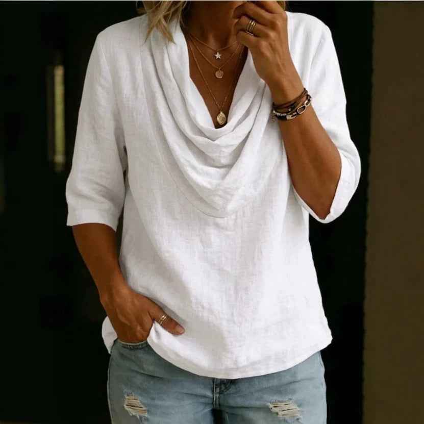 Women's Solid Crew-Neck Three-Quarter Sleeve Shirt — 3 Colours