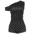 Women's Polka Dot Crop Top & Bodycon Shorts Co-Ord Set — Black