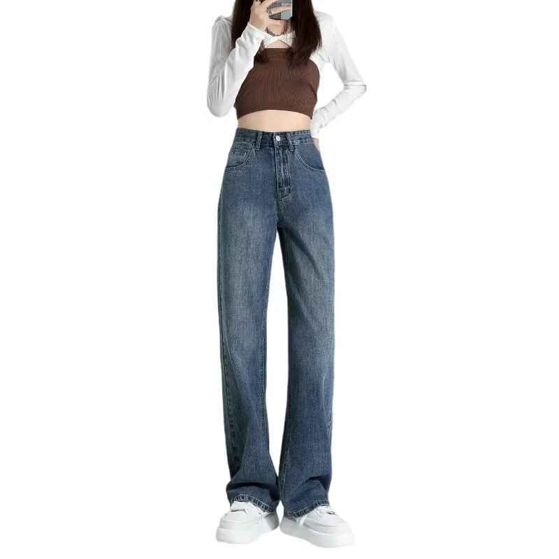 High-Waist Straight-Leg Jeans