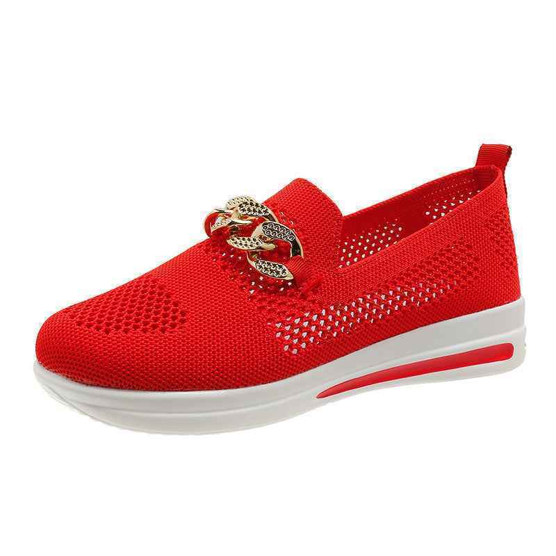 Flyknit Wedge Sneakers — Metal Chain Detail, 5 Colours