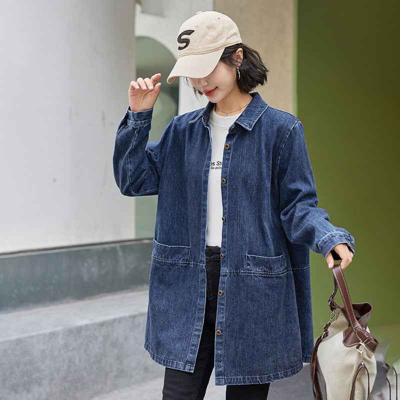 Casual Trench Coat Mid-length Loose Fit Plus Size