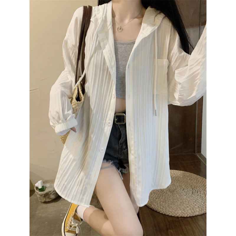 Plus Size Hooded Loose Cardigan – Mid-Length