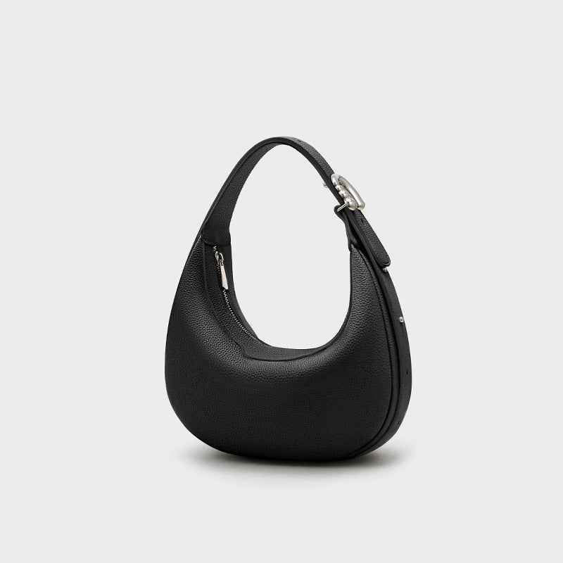 Genuine Leather Dumpling Shoulder Bag — Pink, White & Black