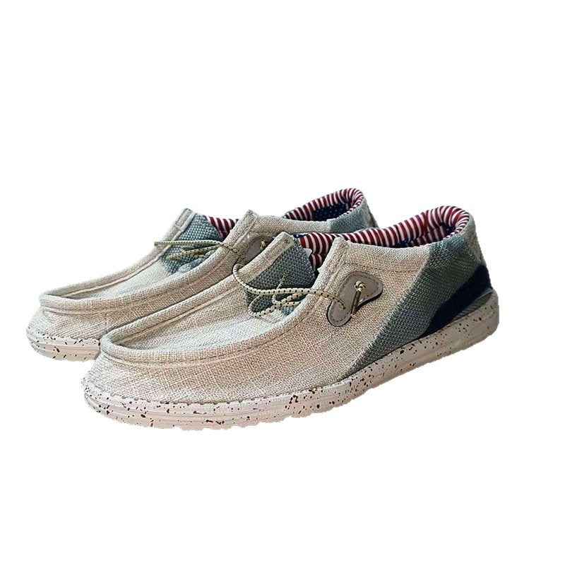 Men's Casual Canvas Sneakers — Khaki & Dark Gray, EU 40–48