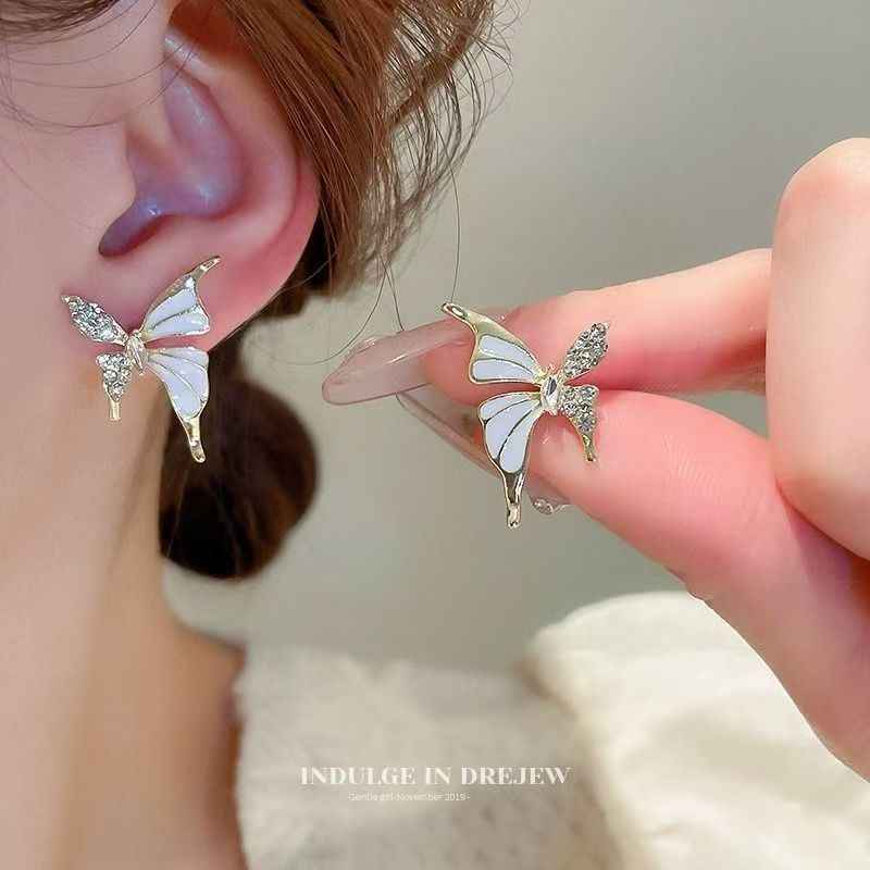 2026 Summer New Hot Luxury Liquid Butterfly Earrings, Niche High-End Elegant Retro Style Women Fashion Ear Jewelry
