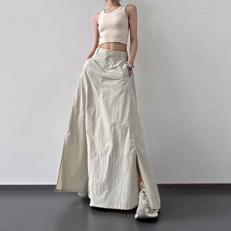 Summer Lightweight Fabric Slit Sun-protection Skirt