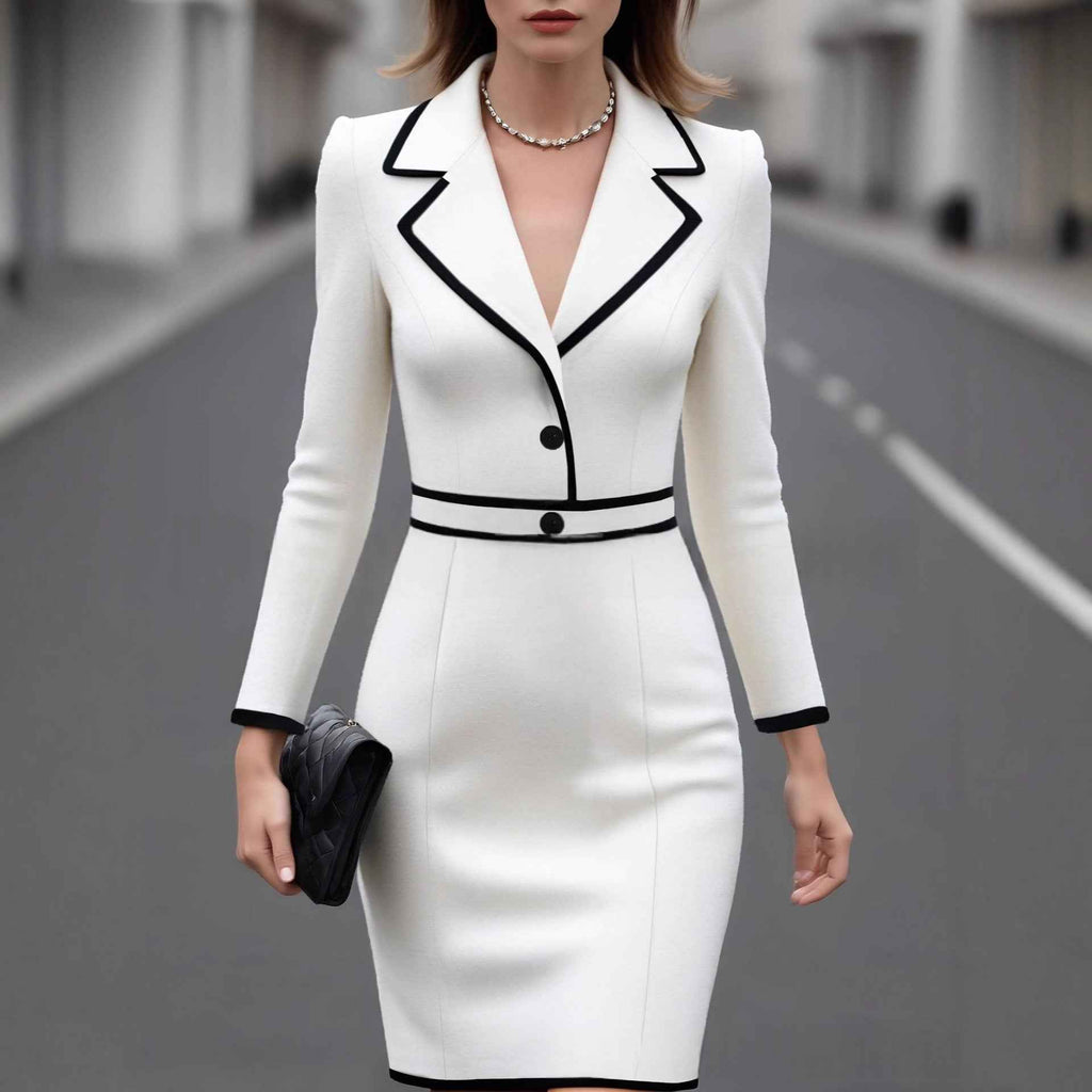 Fashionable Solid-Color Slim-Fit Dress For Women