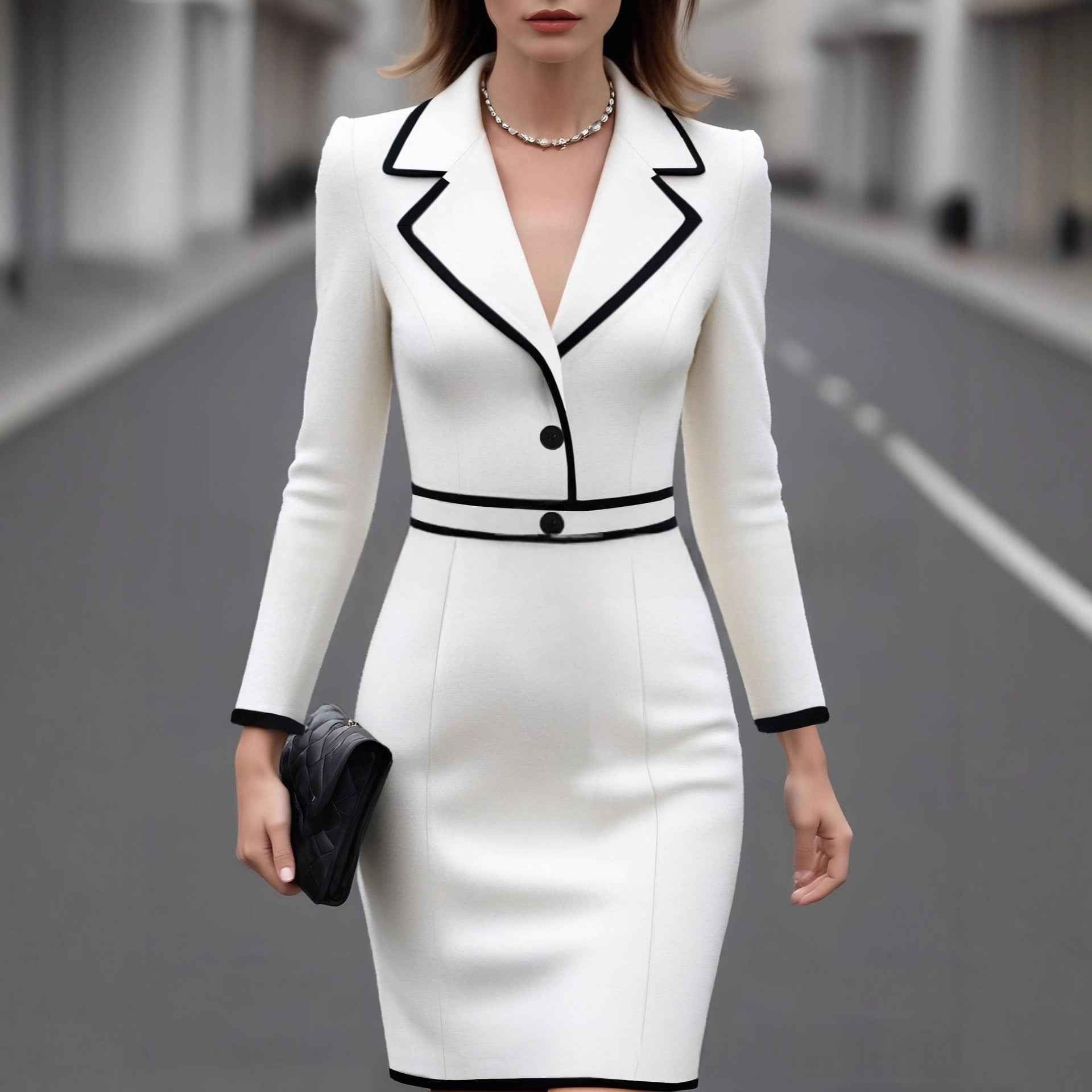 Fashionable Solid-Color Slim-Fit Dress For Women