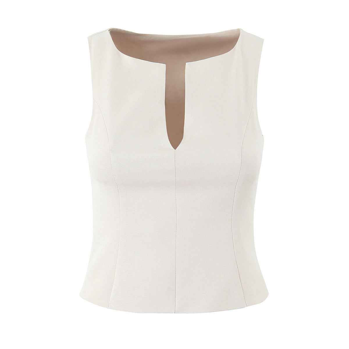 Asymmetric Spandex Tank Top & Mini Skirt Set — Black & Beige, S–L