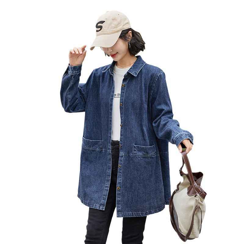 Casual Trench Coat Mid-length Loose Fit Plus Size