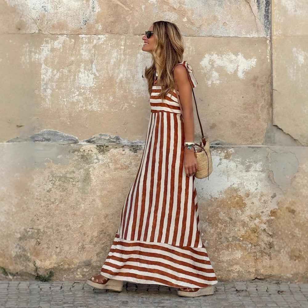 Strapless Printed Flared Loose-fitting Dress