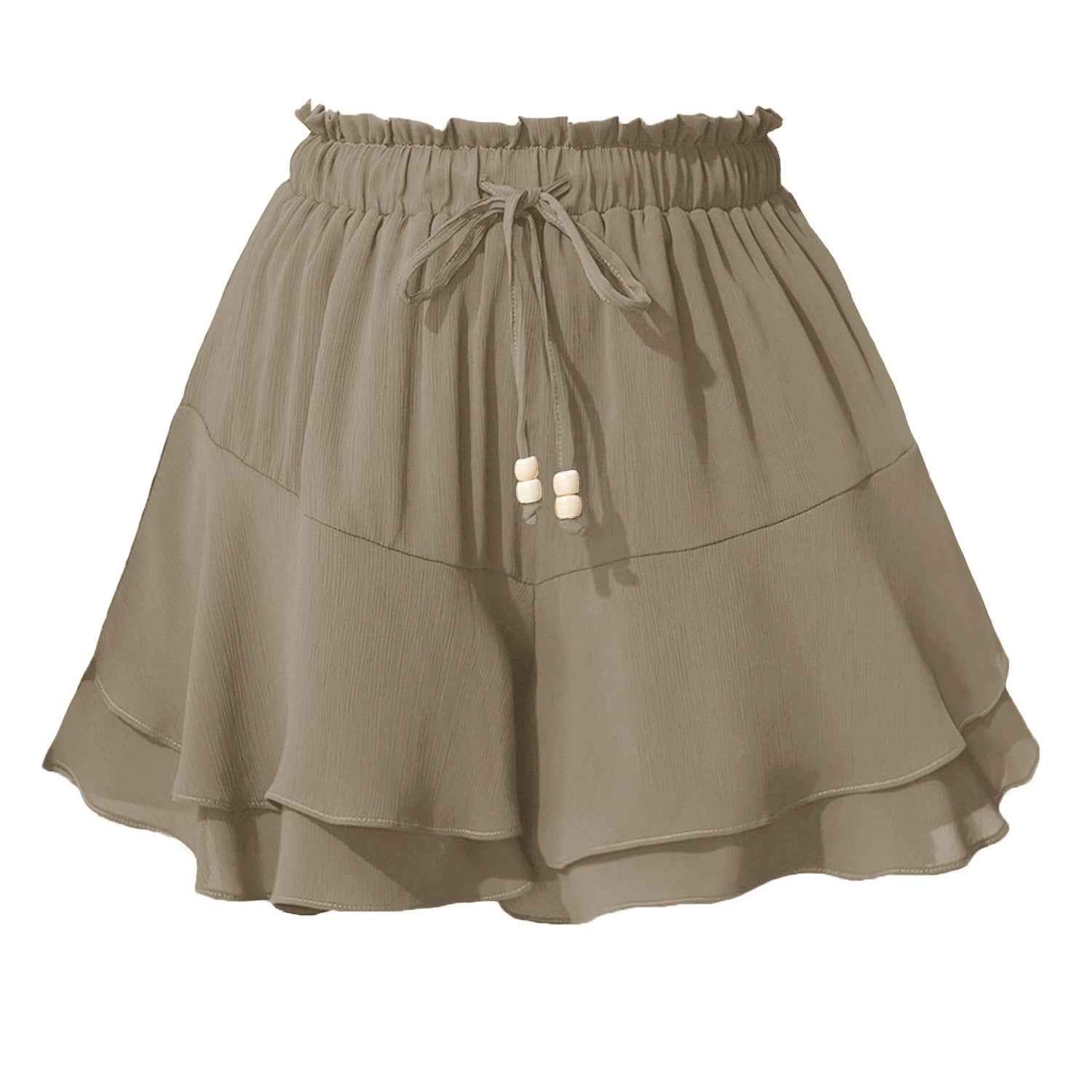 Ruffled Wrap Skort with Drawstring Waist