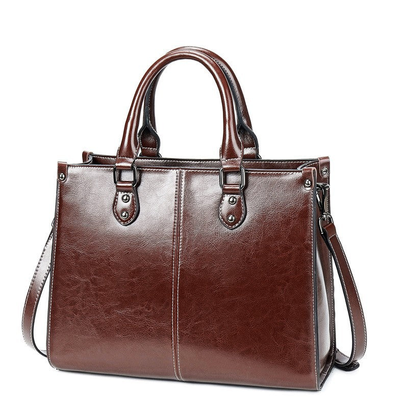 Genuine Leather Crossbody Handbag – European Retro Style