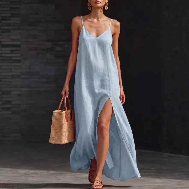 Women's Sleeveless V-Neck Knit Midi Dress — 6 Colours, S–2XL