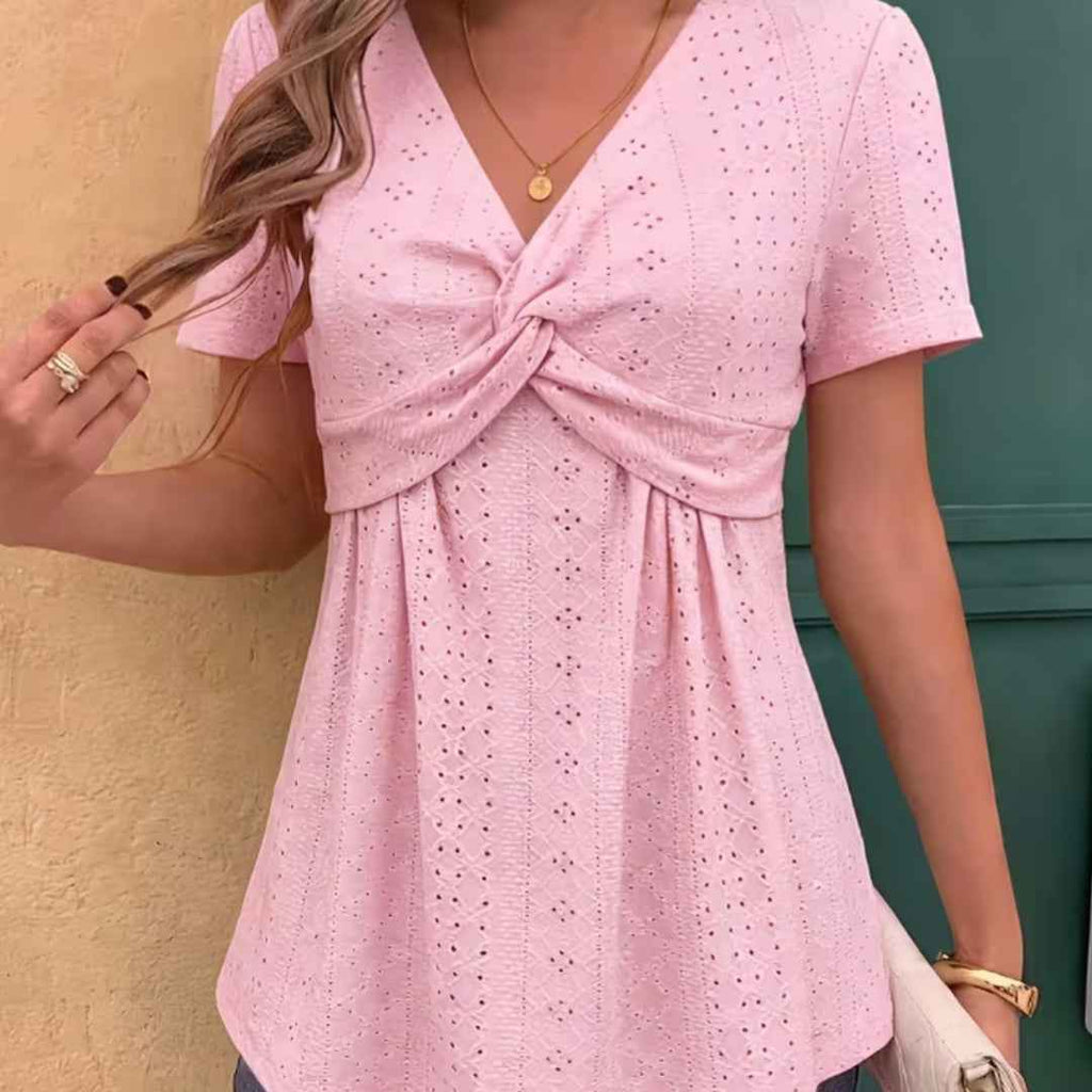 Loose-Fit Round Neck Short Sleeve Top