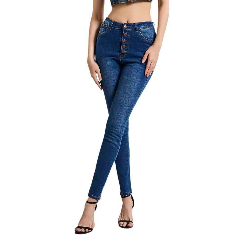Women's High-Waist Slim-Fit Stretch Jeans — Enzyme Washed