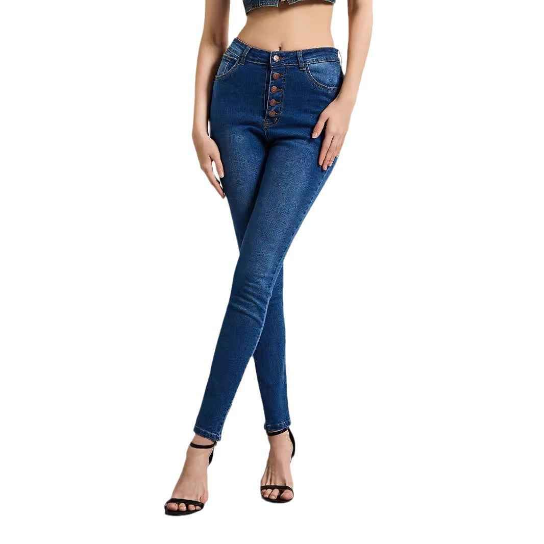 Women's High-Waist Slim-Fit Stretch Jeans — Enzyme Washed