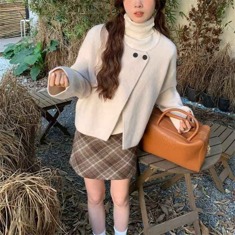 Women's Bishop-Sleeve Knit Cardigan — Two-Button Elegant Style