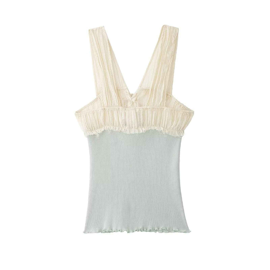 Women's Colour-Block Off-Shoulder Cami Top