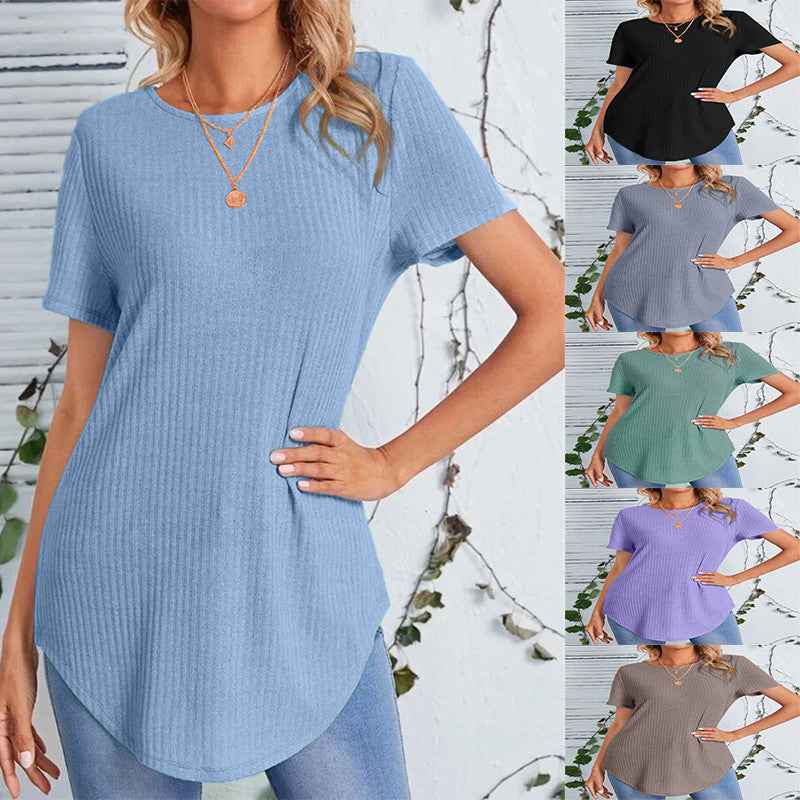Women's Single-Button Back Loose Casual T-Shirt