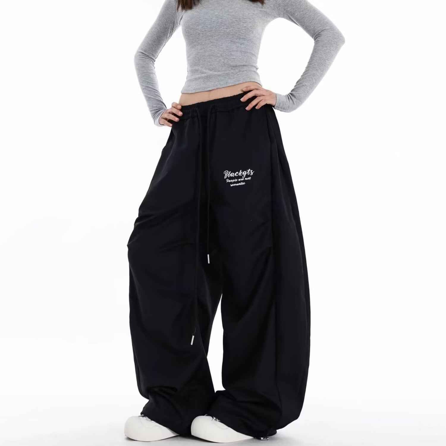 Relaxed-Fit Straight-Leg Pants – Lightweight Polyester, Full Length