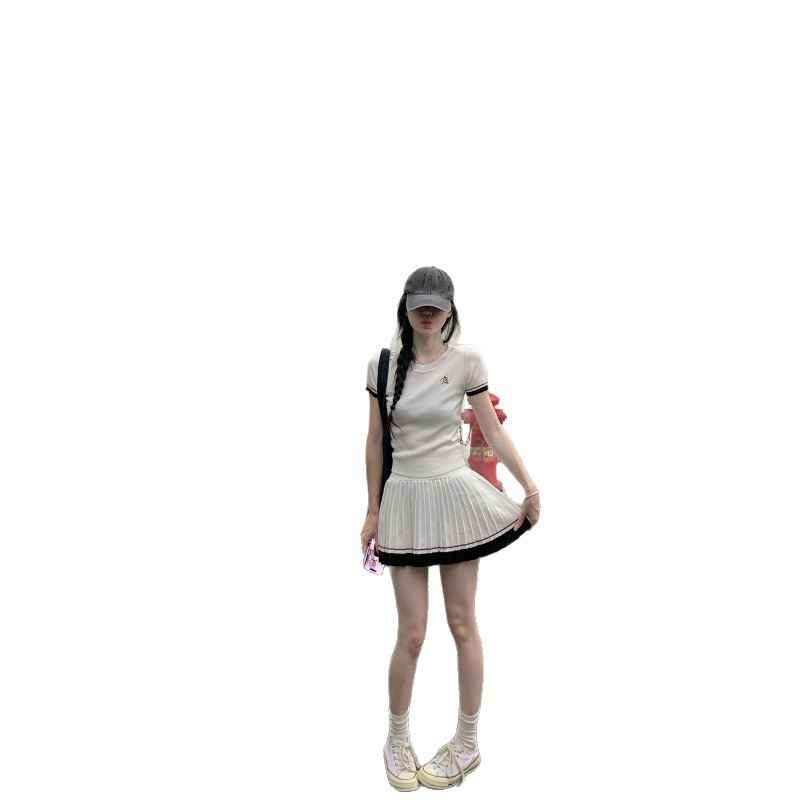 Women's Knit Three-Quarter Sleeve Top & A-Line Skirt Set