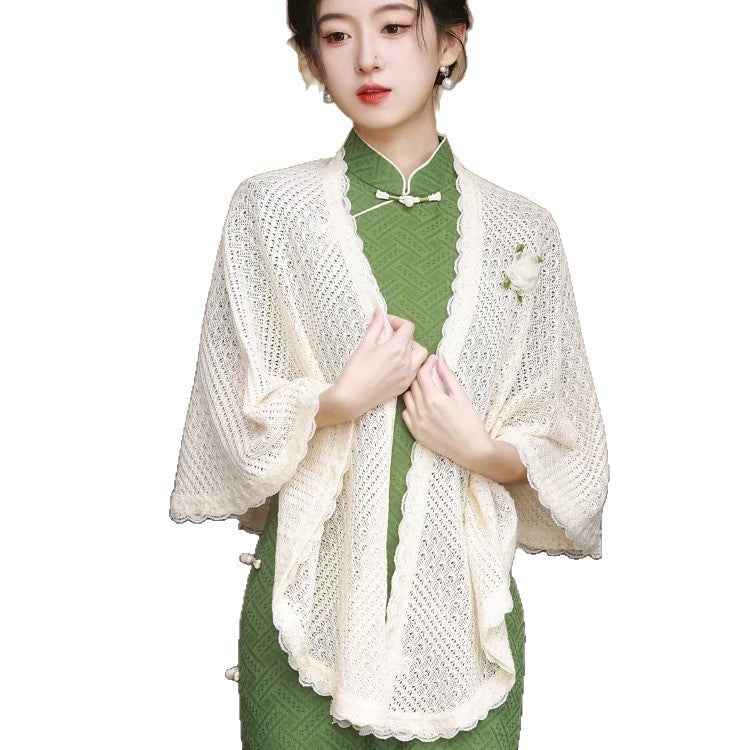 New Hollow-out Cheongsam Chinese-style Minimalist Niche Cloak Jacket And Shawl