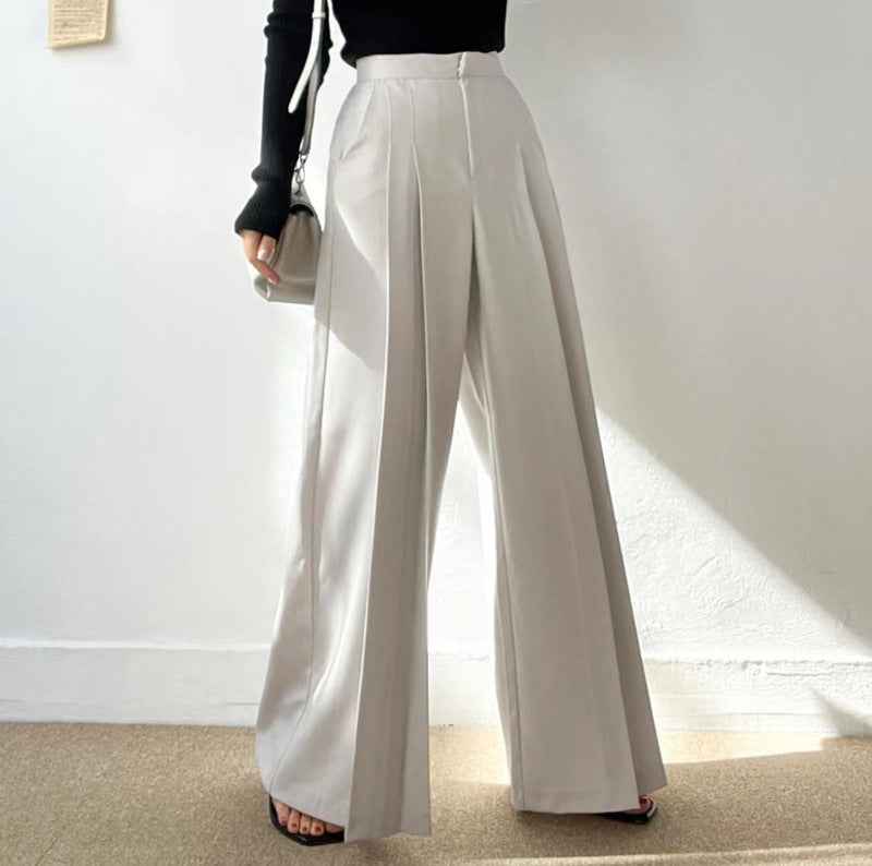 Loose-fit Draped Floor-length Wide-leg Womens Suit Pants