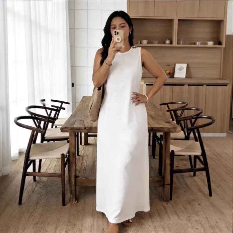 Women's High-Waist A-Line Pullover Maxi Dress