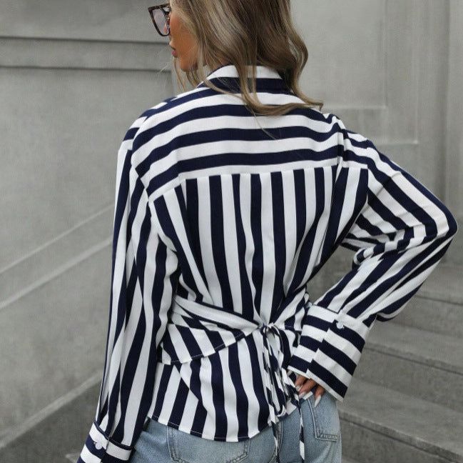 Striped Long Sleeve Loose Fit Shirt
