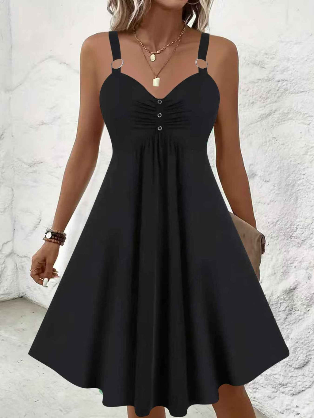 Women's Plus Size V-Neck Sleeveless Midi Slip Dress