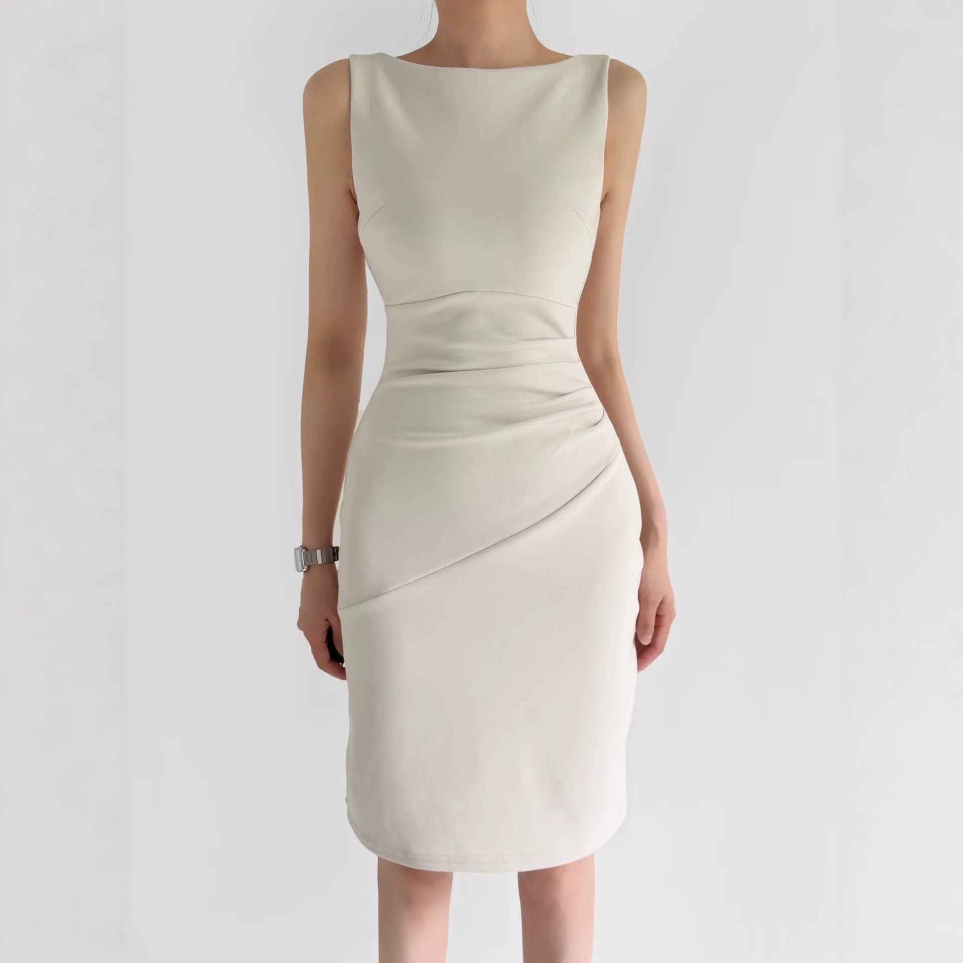 Women's Pleated Sleeveless Midi Bodycon Dress — 5 Colours