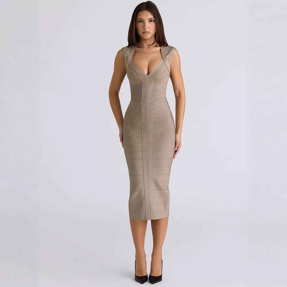 Elegant Split Elastic Band Womens Dress