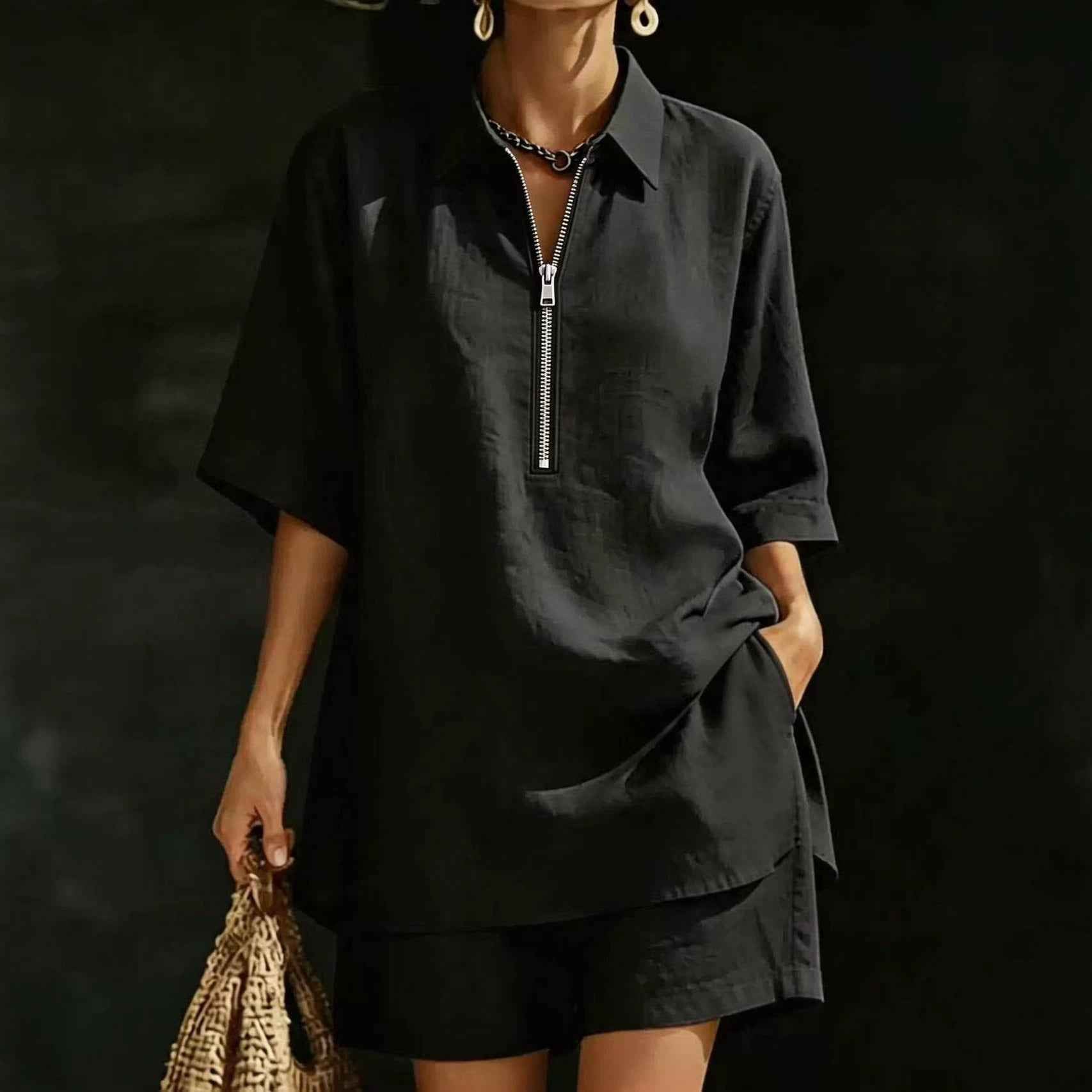 Top Short-Sleeve Shirt Set