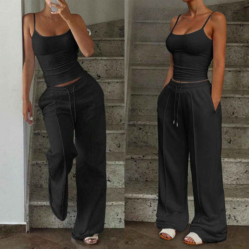 Summer New Casual Resort Camisole Vest And Sports Pants Set