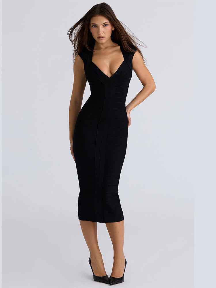 Elegant Split Elastic Band Womens Dress