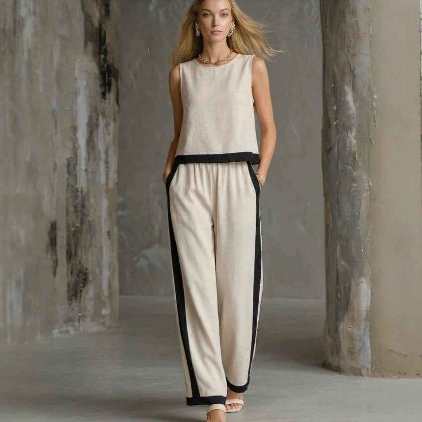 Women's Sleeveless Vest & Trousers Two-Piece Set