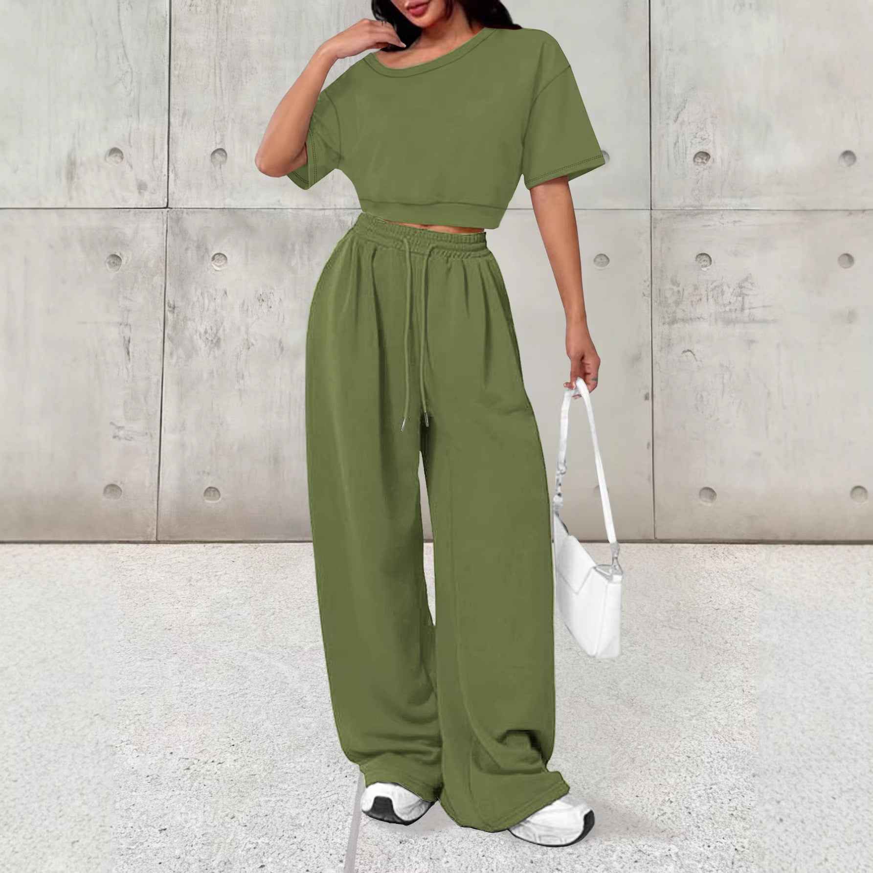 Womens Casual Set With A Crew Neck