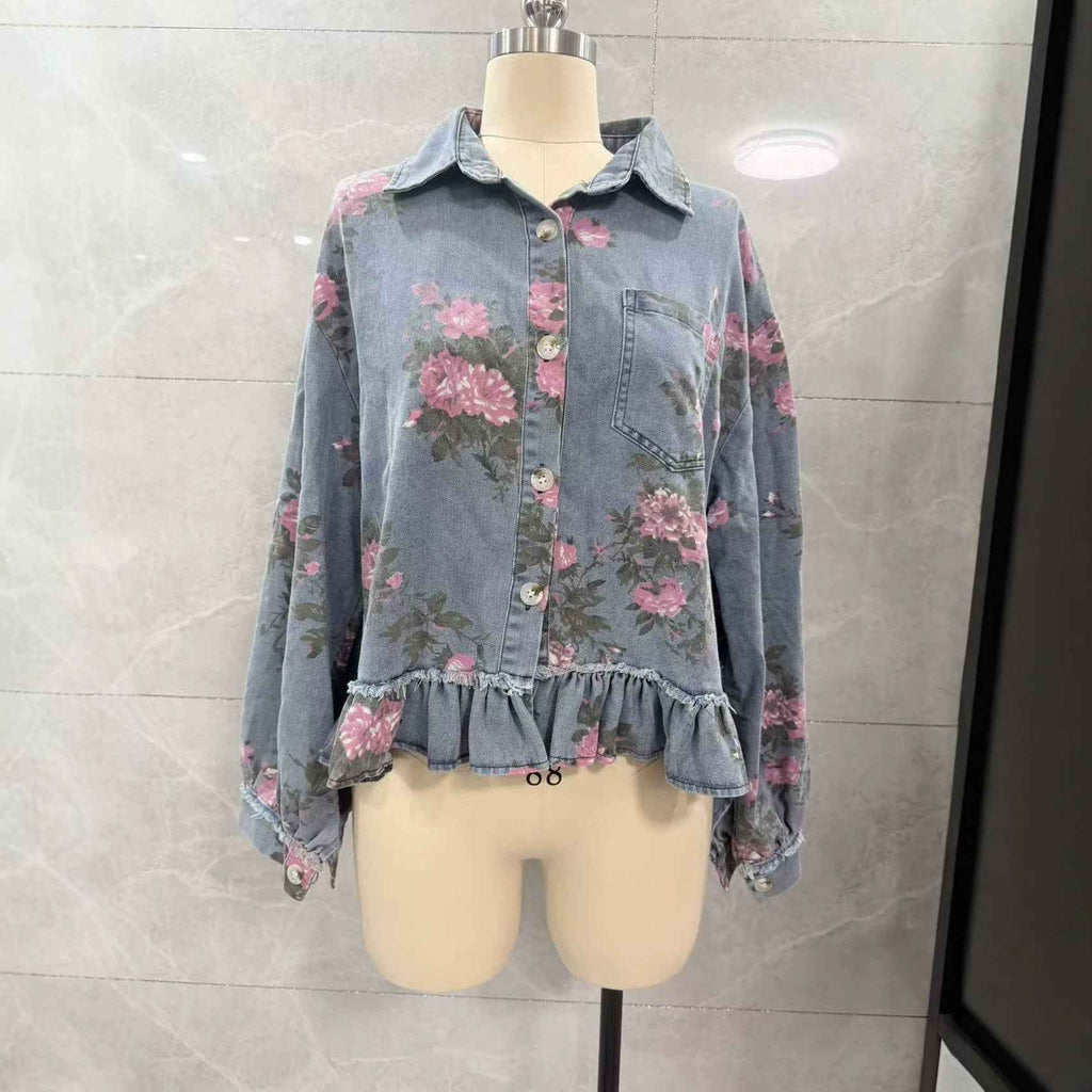 Elegant Loose-Fit Denim Long-Sleeve Shirt — Blue, S–3XL