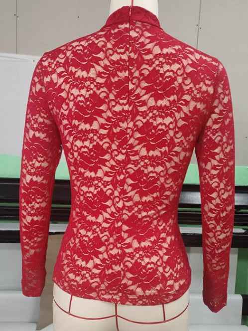 Lace Mock-Neck Long Sleeve Top – Elegant Base Layer